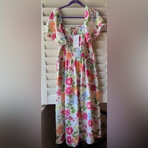 BloomChic - NWT - (14-16) Floral Dress with Pink and Green Accents